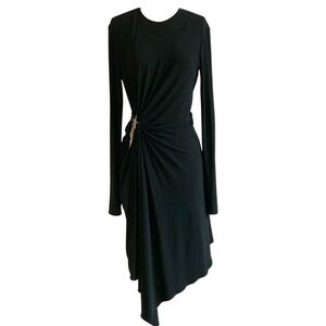 Yves Saint Laurent New Black Dress with Silver Crystal Star Charm Long Sleeve